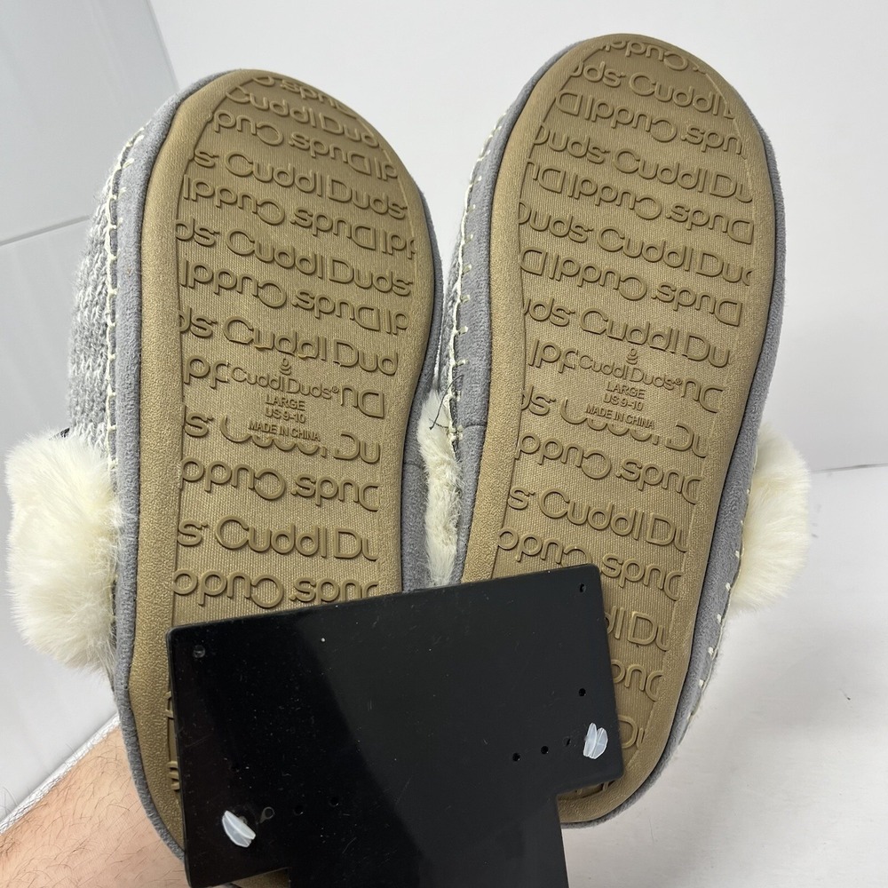 Cuddl Duds Twist Knit Slipper Bootie with Sherpa Lining Size Large 9-10 NEW - Picture 8 of 9